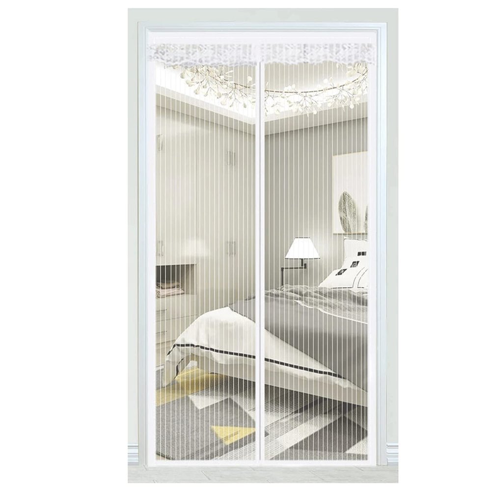 Magnetic Fly Screen Mosquito Net 220 x 250 cm, Foldable, Automatic Closing, White
