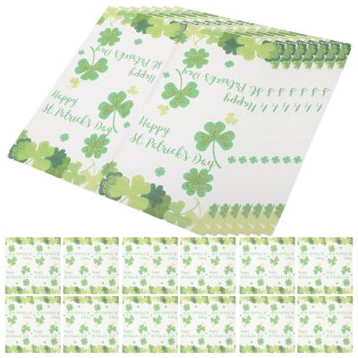 PartyKindom 40-Count Clover Paper Napkins with Four-Leaf Clover Pattern