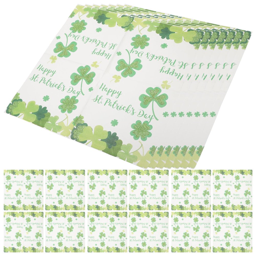 PartyKindom 40-Count Clover Paper Napkins with Four-Leaf Clover Pattern