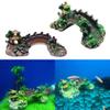 Aquarium Decoration with Bridge and Flowers - Brown view 4