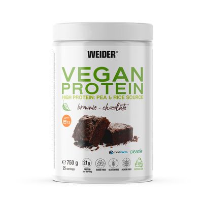 Weider Vegan Protein, 750 g, Brownie Flavor, 21 g Protein per Serving