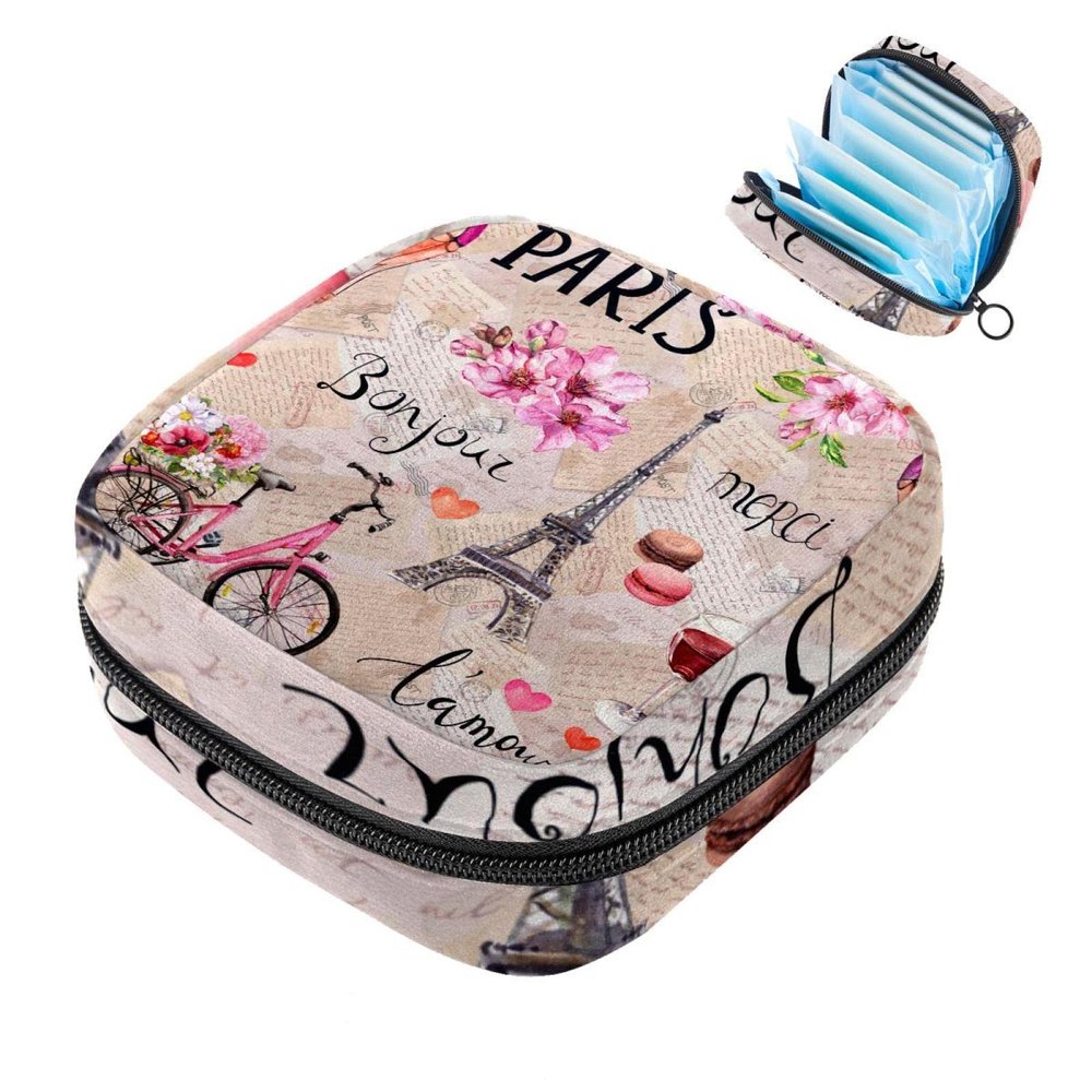 Women's Period Product Storage Pouch with Paris Design