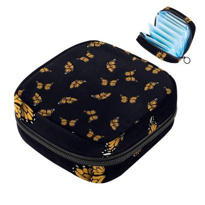 Monarch Menstrual Pad Storage Bag with Butterfly Pattern