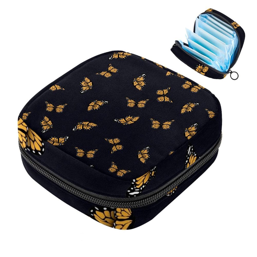 Monarch Menstrual Pad Storage Bag with Butterfly Pattern
