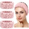 Chuangdi Spa Headbands for Women, Soft Terry Cloth, 3-Pack, Pink view 1