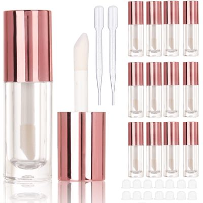 COSIDEA 14 Empty Thick Lip Gloss Tubes, 6 mL, Rose Gold, with Large Wands