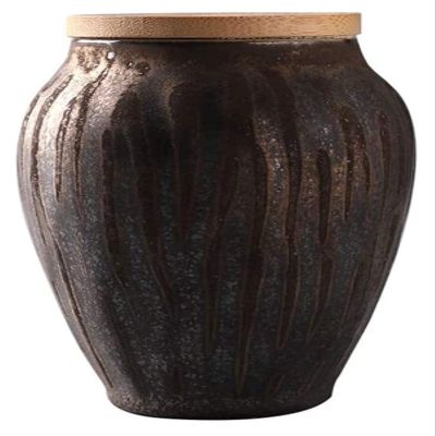 Small Ceramic Keepsake Urn for Human and Pet Ashes, Retro Style #2