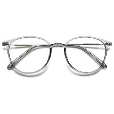VEVESMUNDO Blue Light Blocking Reading Glasses, Modern Full-Rim Frame, Gray, +3.0