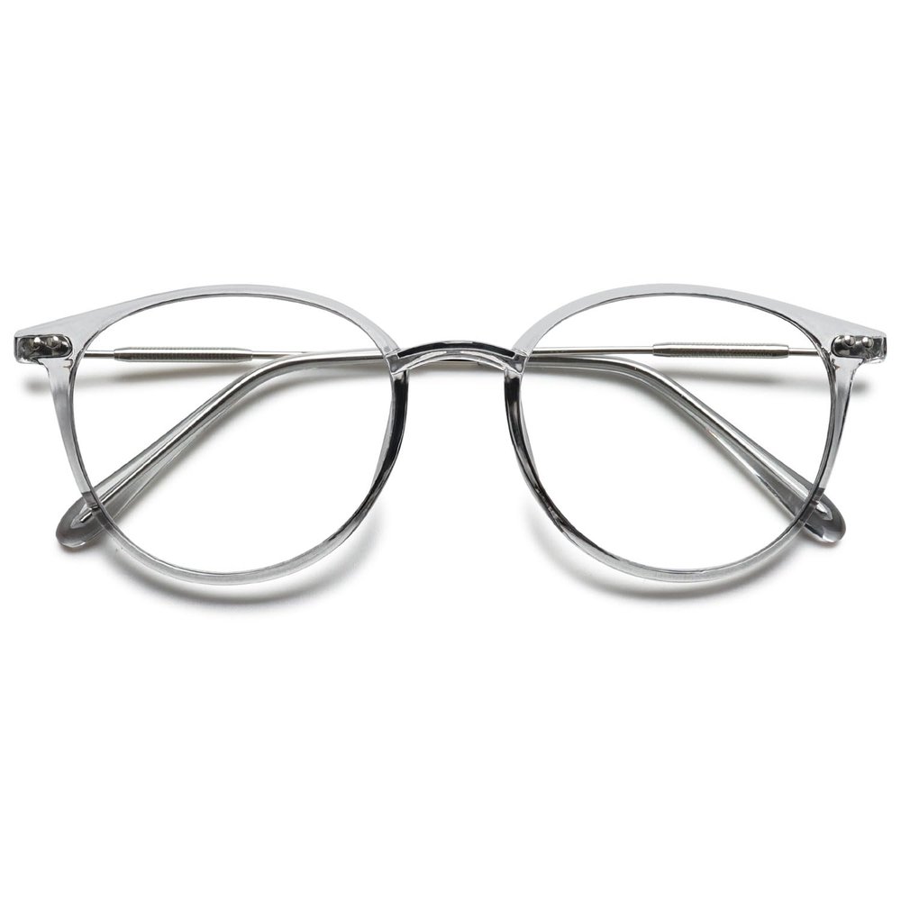 VEVESMUNDO Blue Light Blocking Reading Glasses, Modern Full-Rim Frame, Gray, +3.0