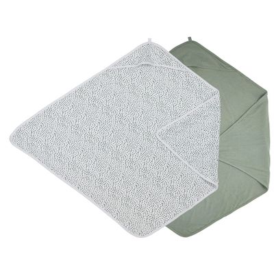 Meyco Baby Cheetah/Uni Hooded Towels, 2-Pack, 80 x 80 cm, Forest Green