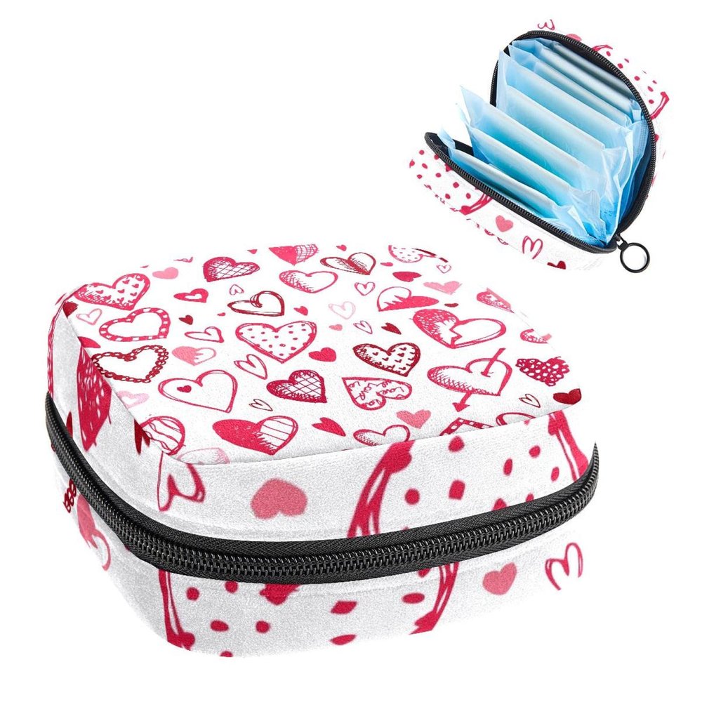 Heart-Shaped Period Product Storage Bag with Zipper