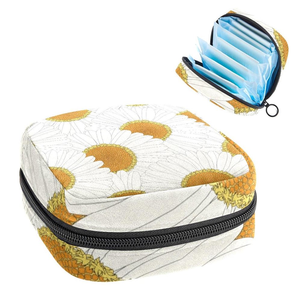 Women's Sanitary Pad Storage Bag with Zipper, Floral Design