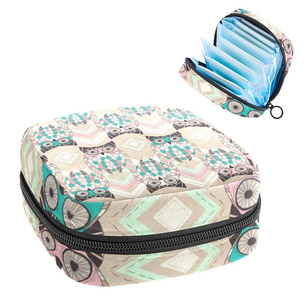 Women's Sanitary Pad Storage Bag, Portable Owl Period Pouch