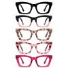 Reading Glasses for Women and Men, Blue-Light Blocking, 5-Pack, UV Filter, Spring Hinges, Square Frames (1.00x) view 1
