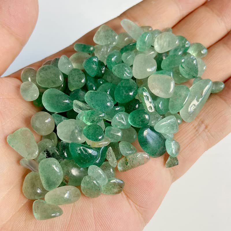 HZLXF1 Black-White Natural Crystal Quartz Chips, Moonstone-Obsidian, for Vase Fillers, Aquarium Gardens and Fountains (Color: 25 Strawberry Quartz, Size: 100 g)