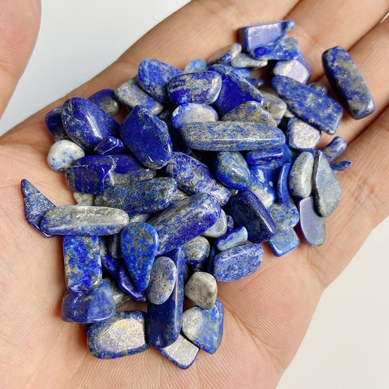 HZLXF1 Black-White Natural Crystal Quartz Chips, Moonstone Obsidian, for Vase Fillers, Aquarium Gardens and Fountains (Color: 37 Lapis Lazuli, Size: 20 g)