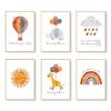 EXQUILEG Nursery Decor Posters for Girls and Boys, Baby Room Rainbow, Sun and Animal Wall Art, 6-Piece Set | Frames Not Included (21 x 30 cm) view 1