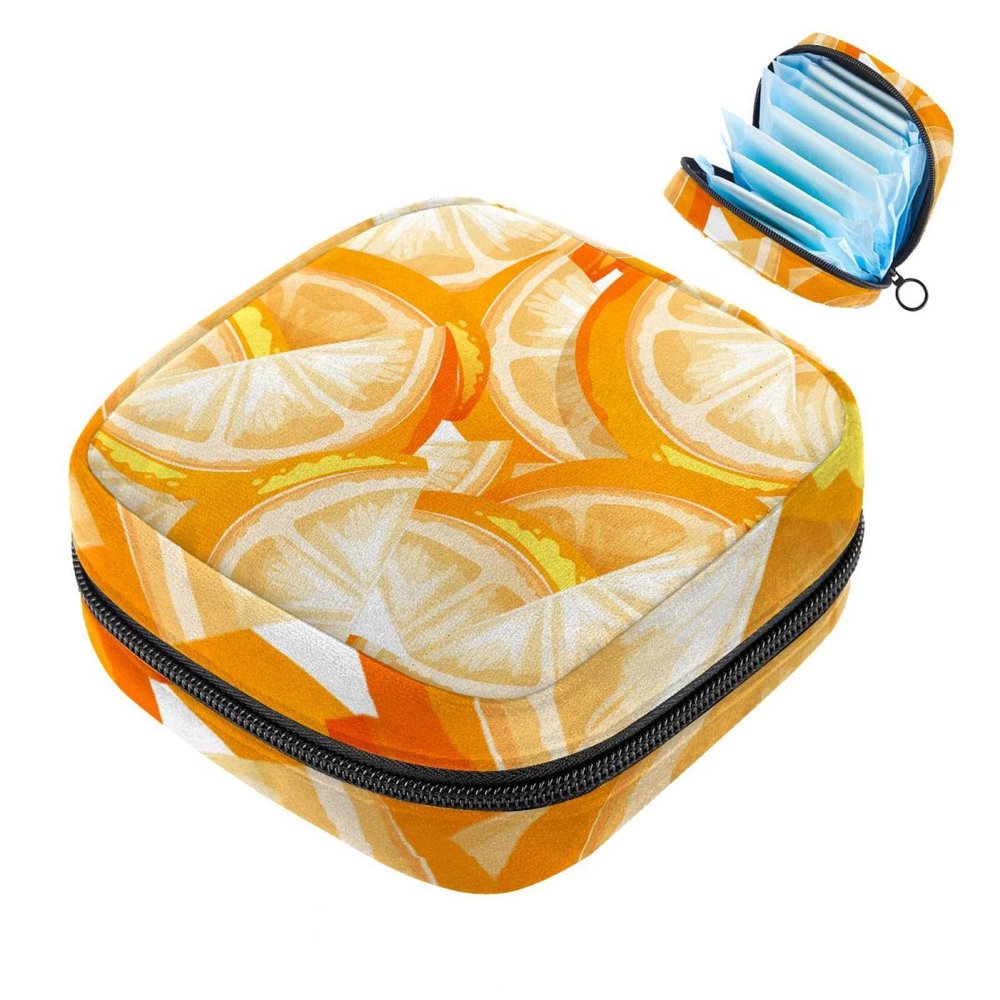 Orange Fruit Background Sanitary Napkin Storage Bag