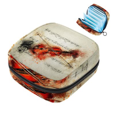 Menstrual Pad & Cup Storage Pouch – Retro Violin Music Notes