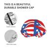 Reusable Puerto Rico Flag Shower Cap with Stretch Edge view 4