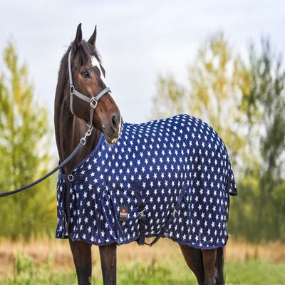 START Stars Horse Fly Sheet, Breathable Summer Insect Protection, Navy/White, 155 cm