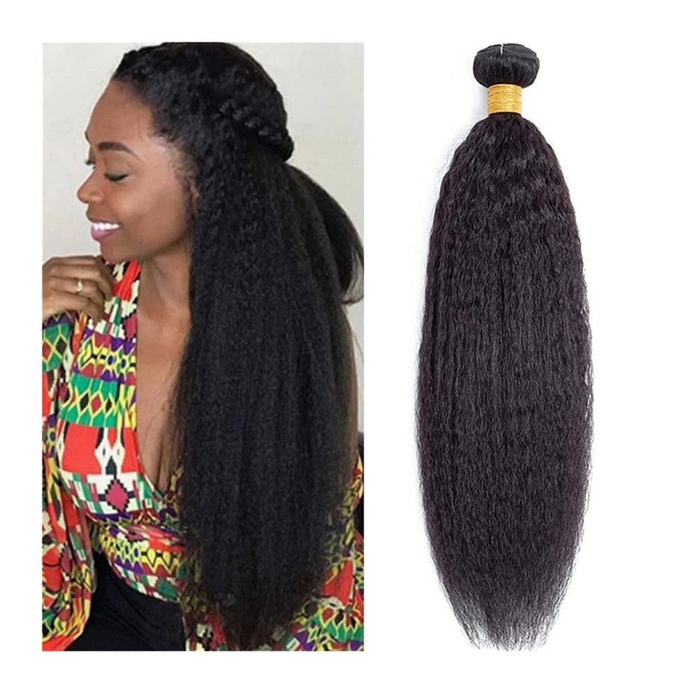 Brazilian Kinky Straight Virgin Human Hair Bundle, 8–40 in, Natural Color