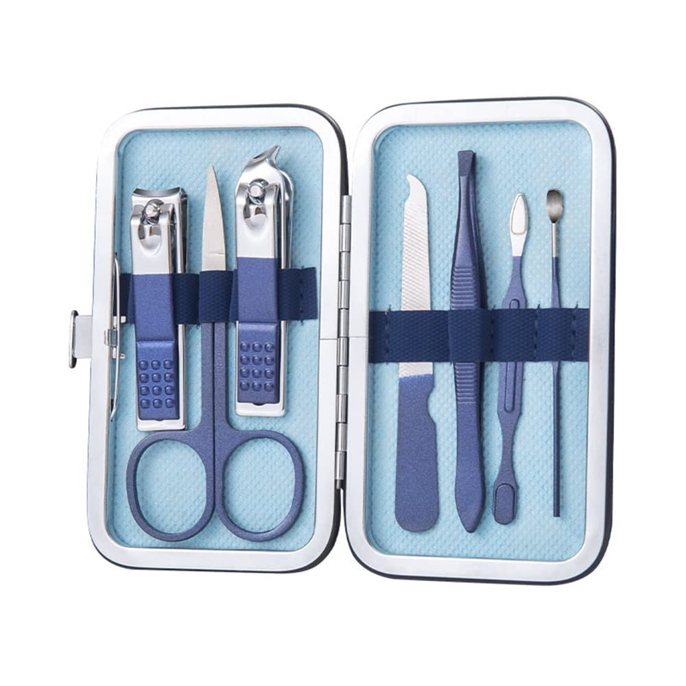 7-Piece Stainless Steel Manicure and Pedicure Set with Case, Blue