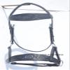 SHOWMEN CRAFT Black Side-Pull Bitless Bridle with Hand-Tooled Oval Browband and Noseband view 3