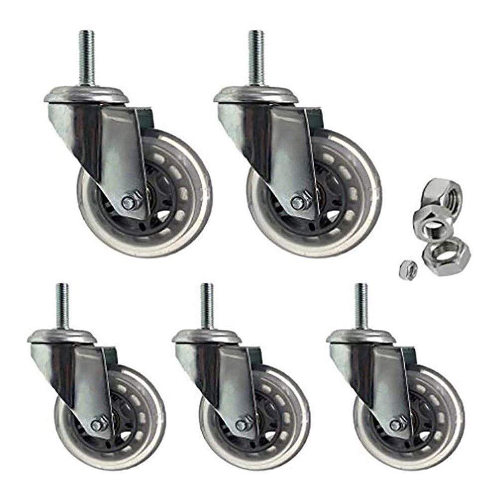BOSUGE 75 mm (3 in) Swivel Casters, M10 Threaded Stem, Heavy-Duty, No Brake