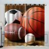 VASENA Kids' Room Basketball Curtains with Grommets, Blackout 2-Pack, 150 x 166 cm view 1