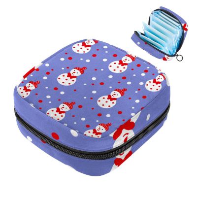 Christmas Snowman and Polka Dot Period Storage Bag for Women and Girls