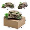 hisunfarm Turtle Basking Platform with Suction Cups, Reptile Resin Climbing Ledge Aquarium Decor with Artificial Plant (Rock Yellow) view 2