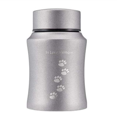 Stainless Steel Pet Cremation Urn, Footprint Silver