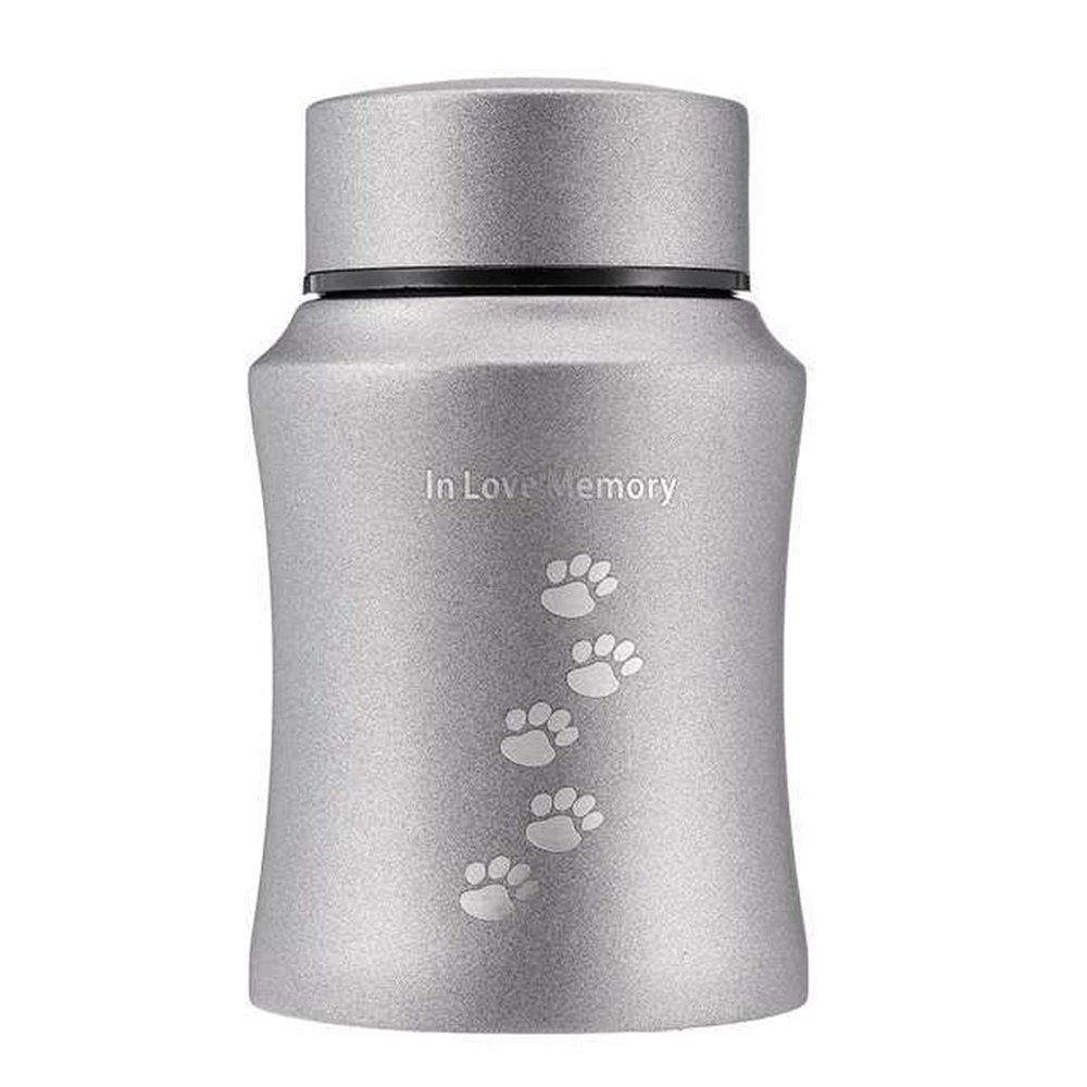 Stainless Steel Pet Cremation Urn, Footprint Silver