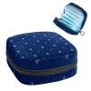 Portable Menstrual Product Storage Bag, Navy Blue Floral, Zipper Pouch view 1