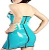 Casual Water-Blue Latex Mini Dress, Red, XL view 2