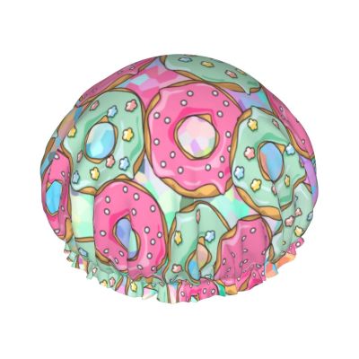 Pink Donut Shower Caps for Women and Girls