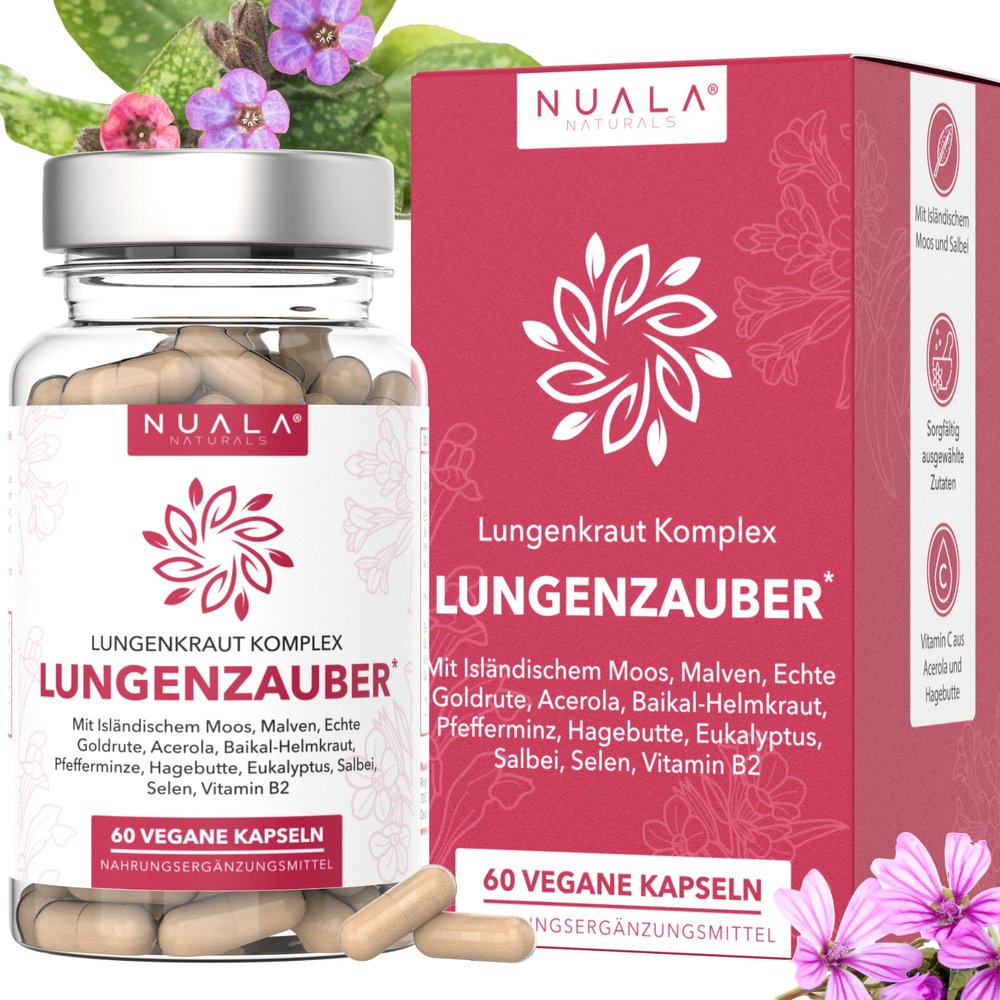 NEW! Lungwort Capsules (60 Count) – 300 mg High-Dose Genuine Lungwort with 12 Ingredients, Vegan