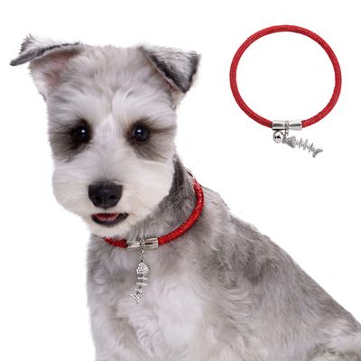 Red Rhinestone Dog Collar with Bell and ID Tag, 40 cm