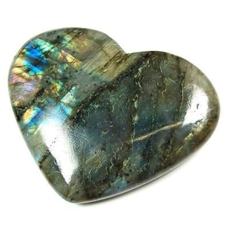 Frienemy Home Labradorite Heart-Shaped Palm Stone, Small Polished Gray Heart Crystal for Stone Therapy, Spirit Guide Stone, Chakra Healing #Frienemy-2715