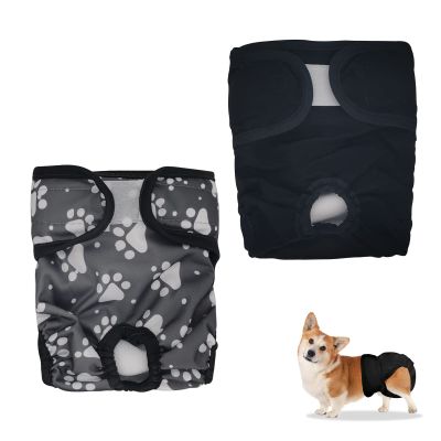 Andiker Reusable Female Dog Diapers, Highly Absorbent, Adjustable and Washable, Paw Prints, M