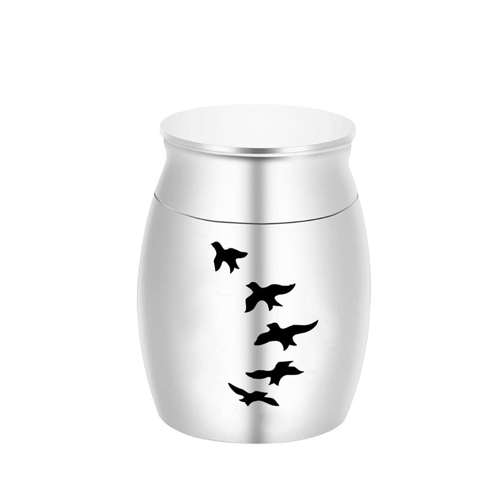 Human Ashes Urn for Family Memorial Pet Dog, Bird or Cat, Mini 30 x 40 mm, Silver