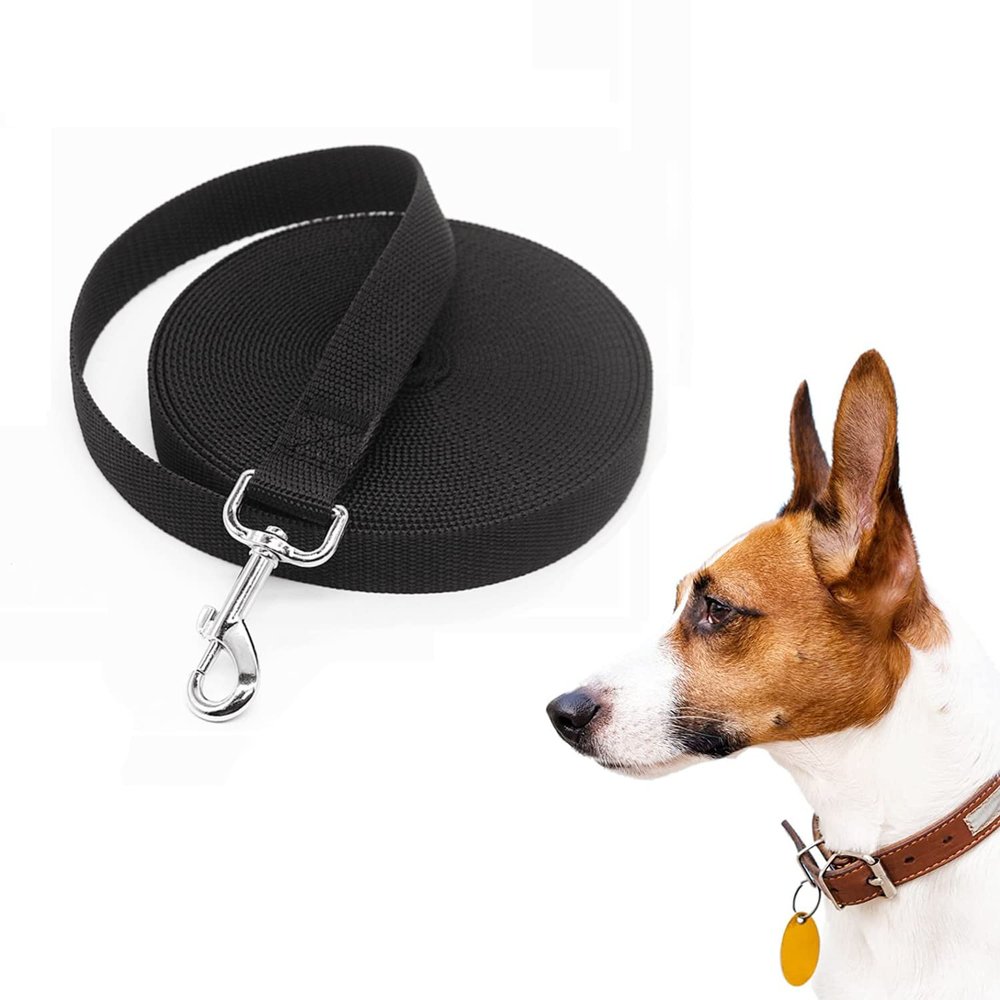 LATRAT Long Training Leash for Dogs, 1.2–30 m, Long Lead for Small to Large Dogs (Black, 7 m x 1.5 cm)