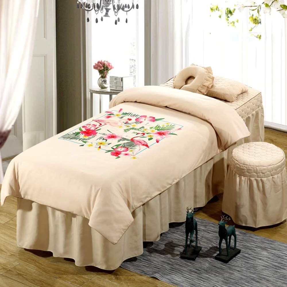 PROPFE Cotton Massage Table Sheet Set, 4-Piece Spa Cover Set