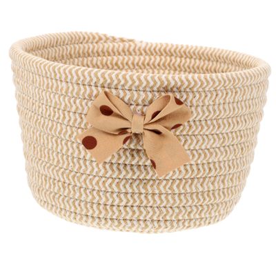 Cabilock Woven Storage Basket with Bow, Small Cotton Rope Basket