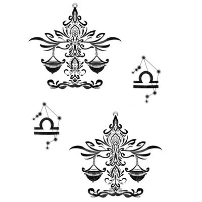 Temporary Libra Zodiac Tattoos – 1 Sheet of Fake Tattoos | Black | TATTOO YOUR STYLE