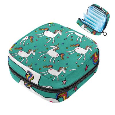 Women's Sanitary Pad Storage Bag, Menstrual Cup Pouch, Large-Capacity Organizer, Unicorn Horse Star Pattern