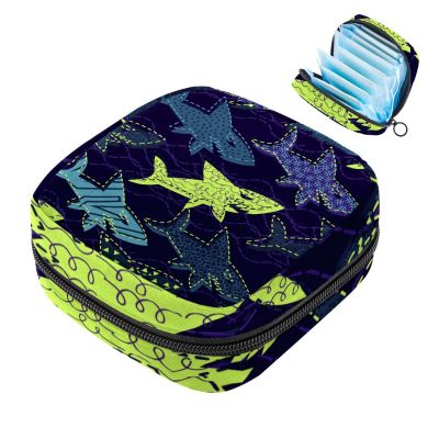 Ocean Sea Shark Pattern Period Storage Bag for Women and Girls