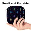 Zippered Menstrual Pad Pouch for Women and Girls, Tampon Storage Bag (Spaceship Stars) view 2