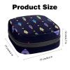 Zippered Menstrual Pad Pouch for Women and Girls, Tampon Storage Bag (Spaceship Stars) view 3